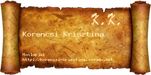 Korencsi Krisztina névjegykártya